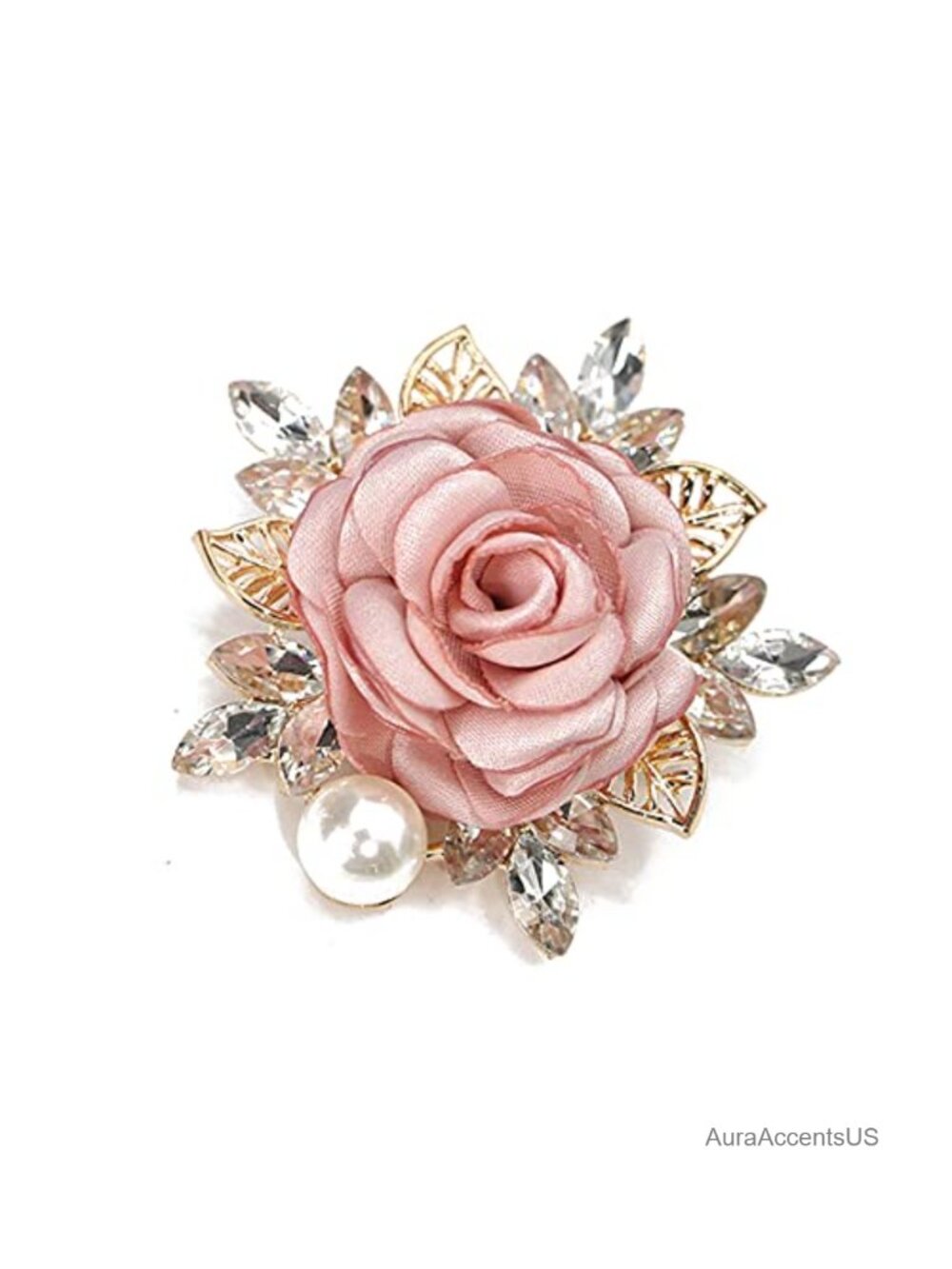 Handmade Imitation Crystal Rose Brooch Pin for Suit, Scarf, Bag
